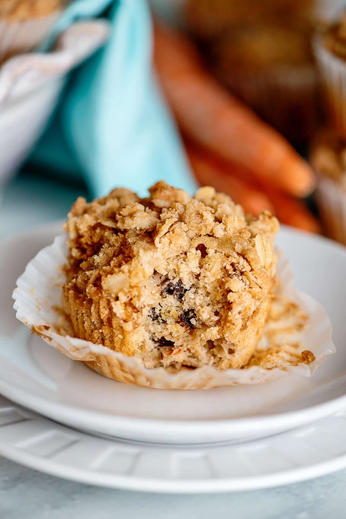 carrot cake muffins with bite out
