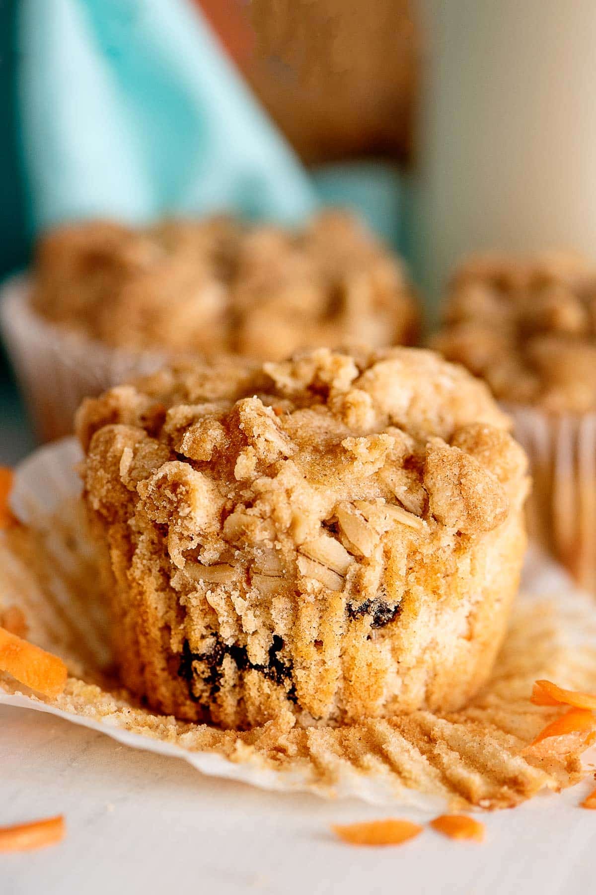 carrot cake muffins with wrapped down