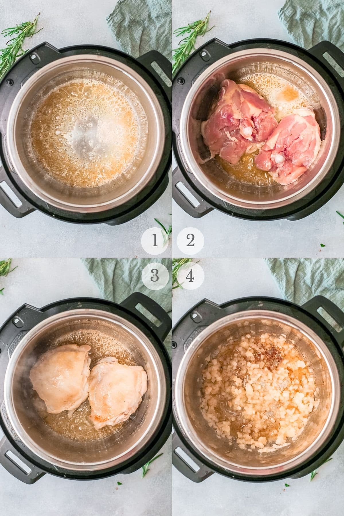instant pot rosemary chicken recipe steps 1-4