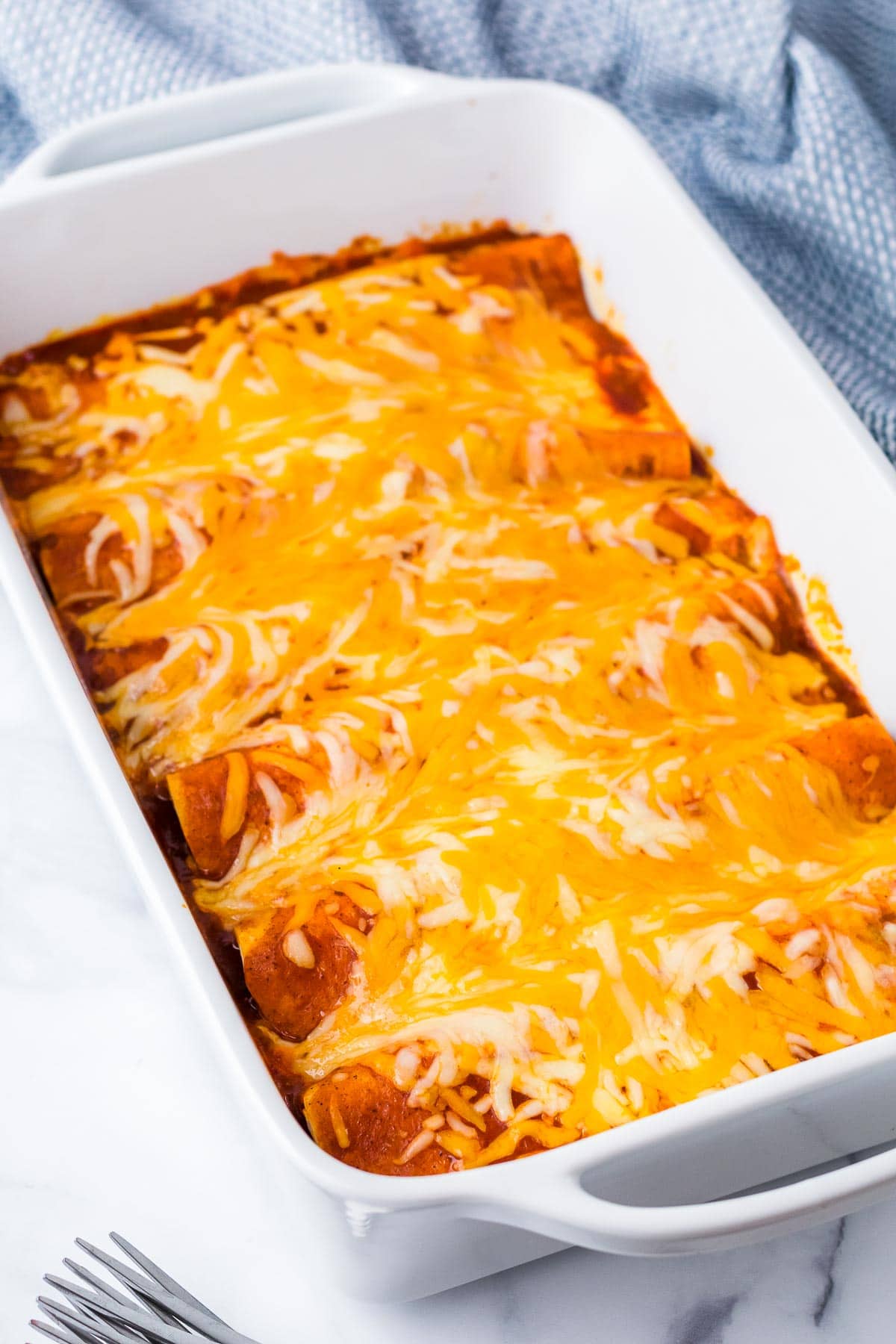 chicken enchiladas cooked in pan