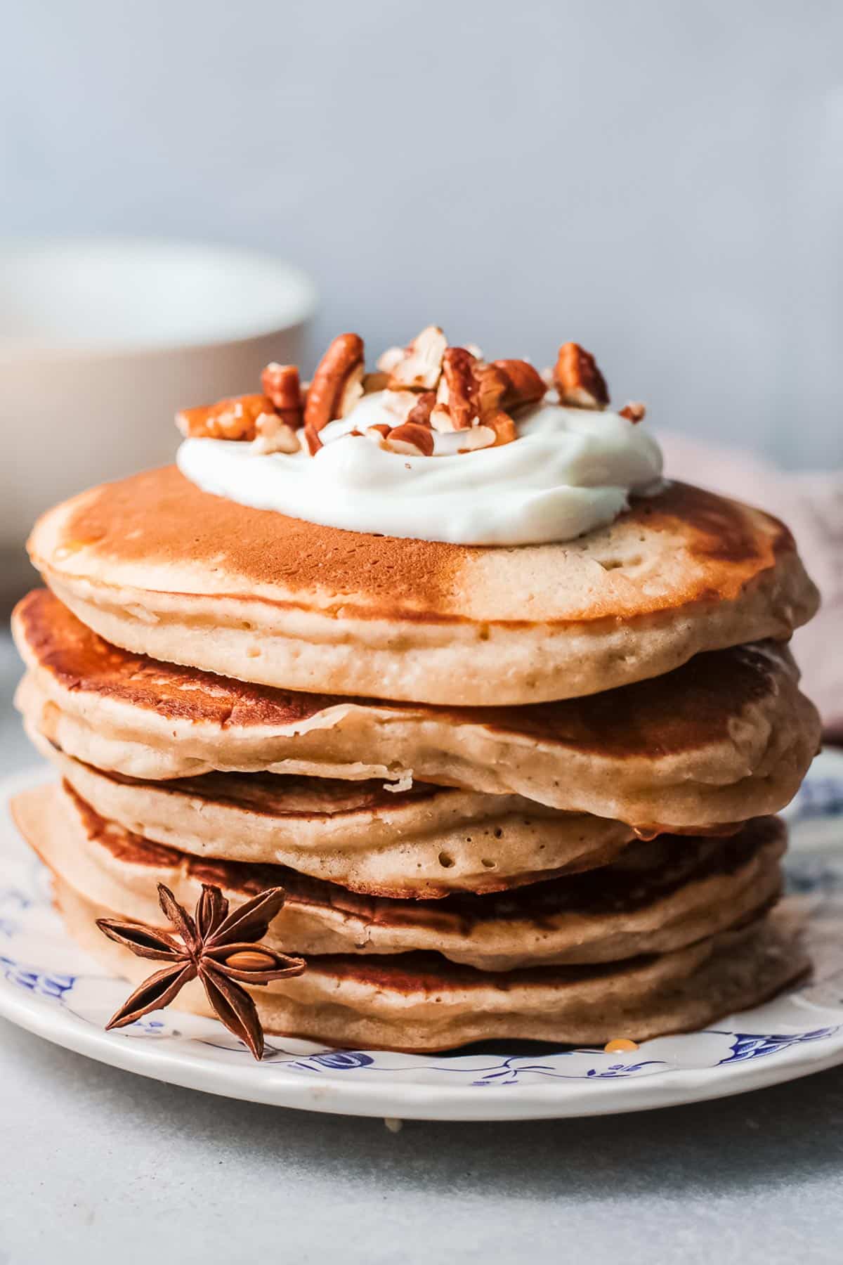 cinnamon pancakes stack close up 