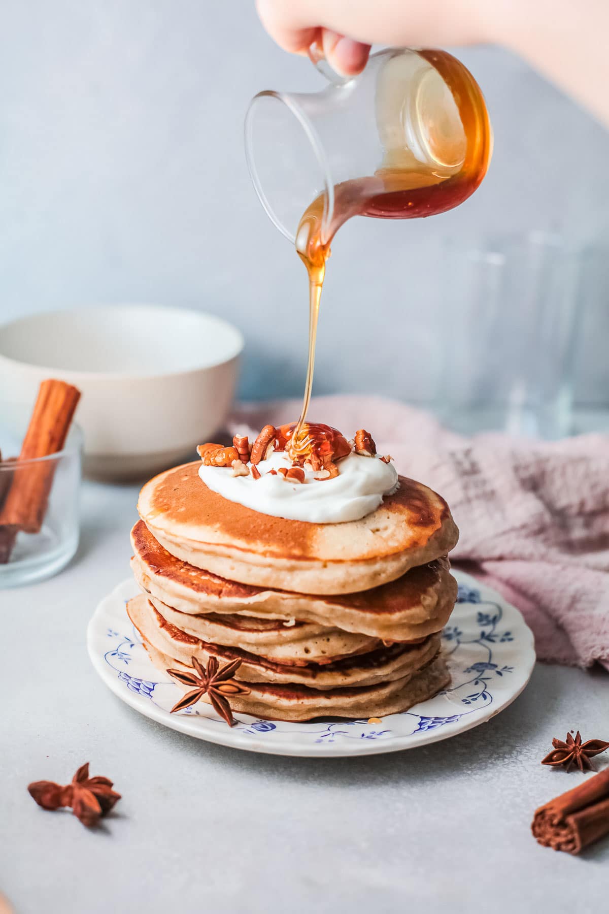 cinnamon pancakes with syrup 