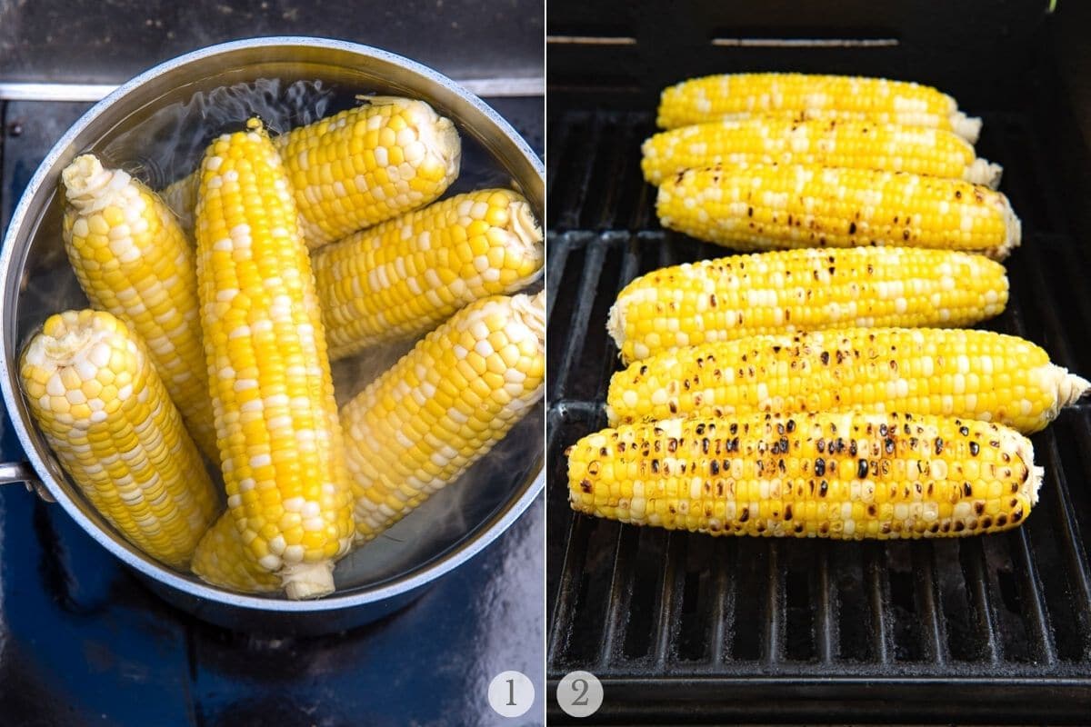 grilling corn collage