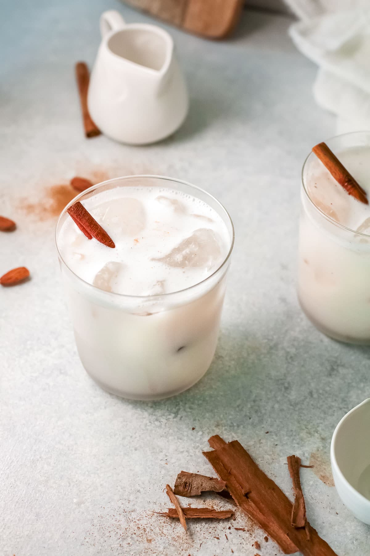 horchata in 2 glasses from above