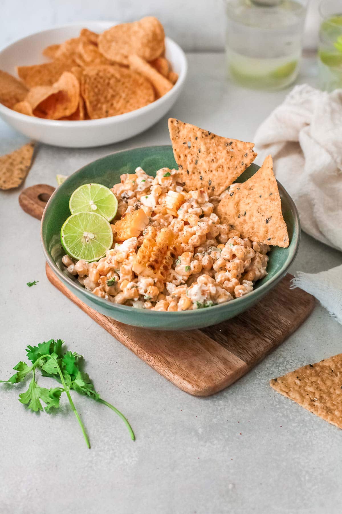 mexican corn dip in a bowl 