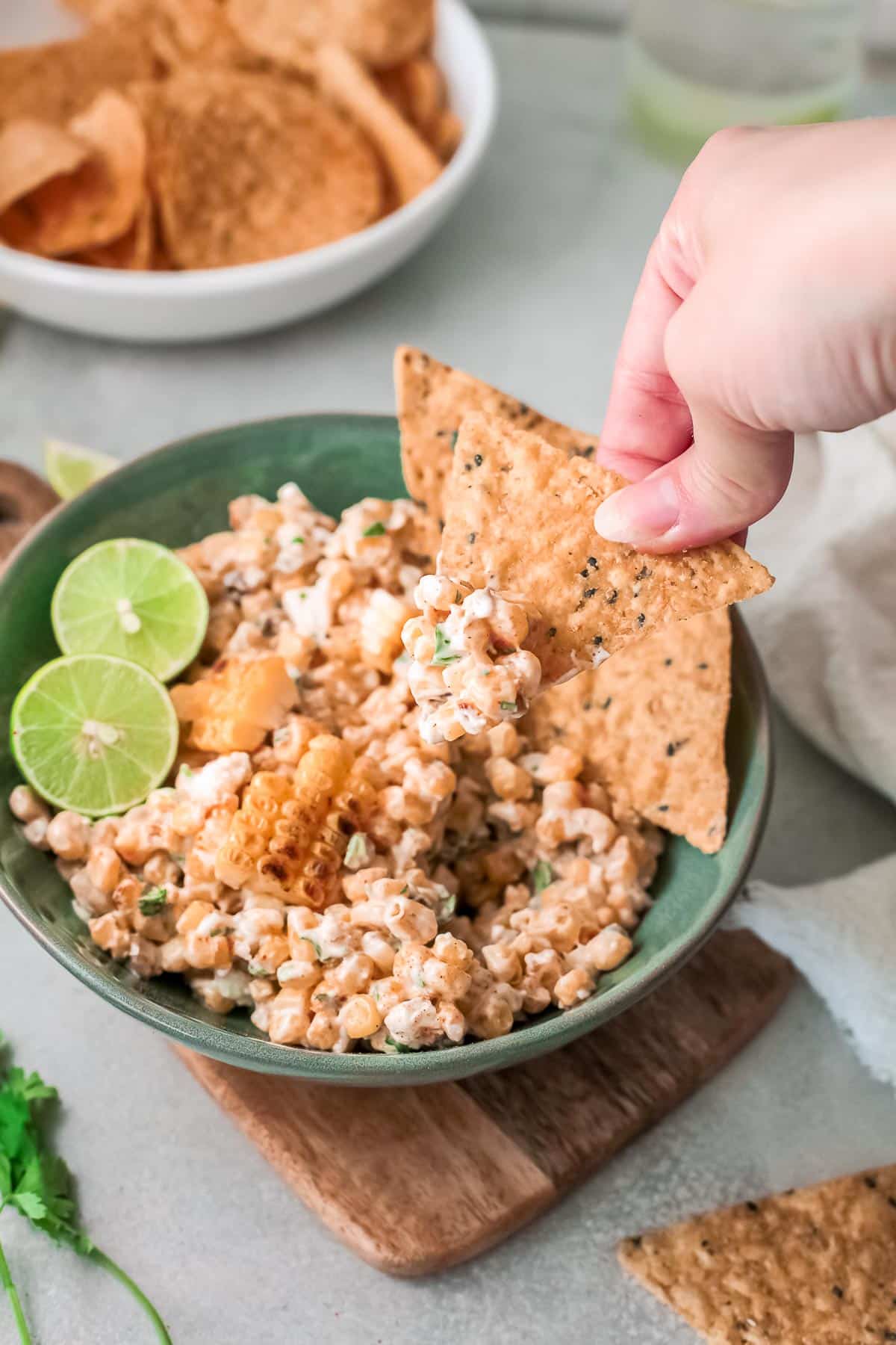 mexican corn dip with chips 