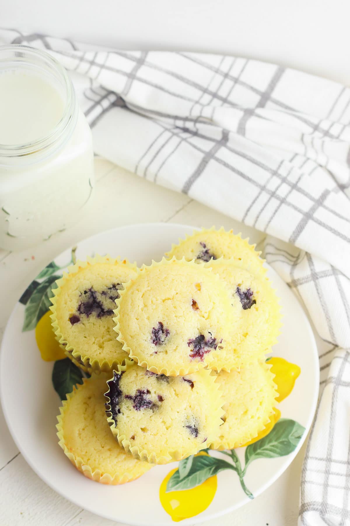 lemon blueberry muffins on plate