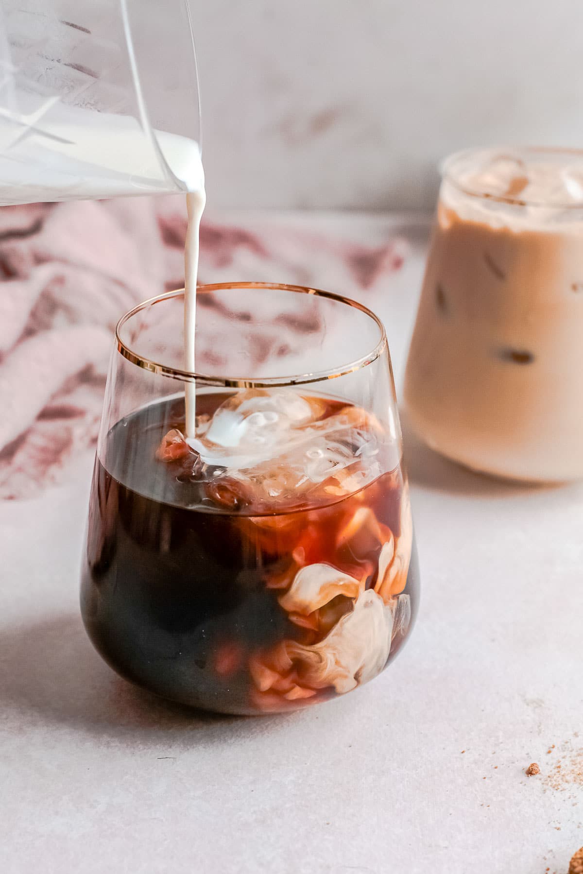 shaken espresso milk pouring