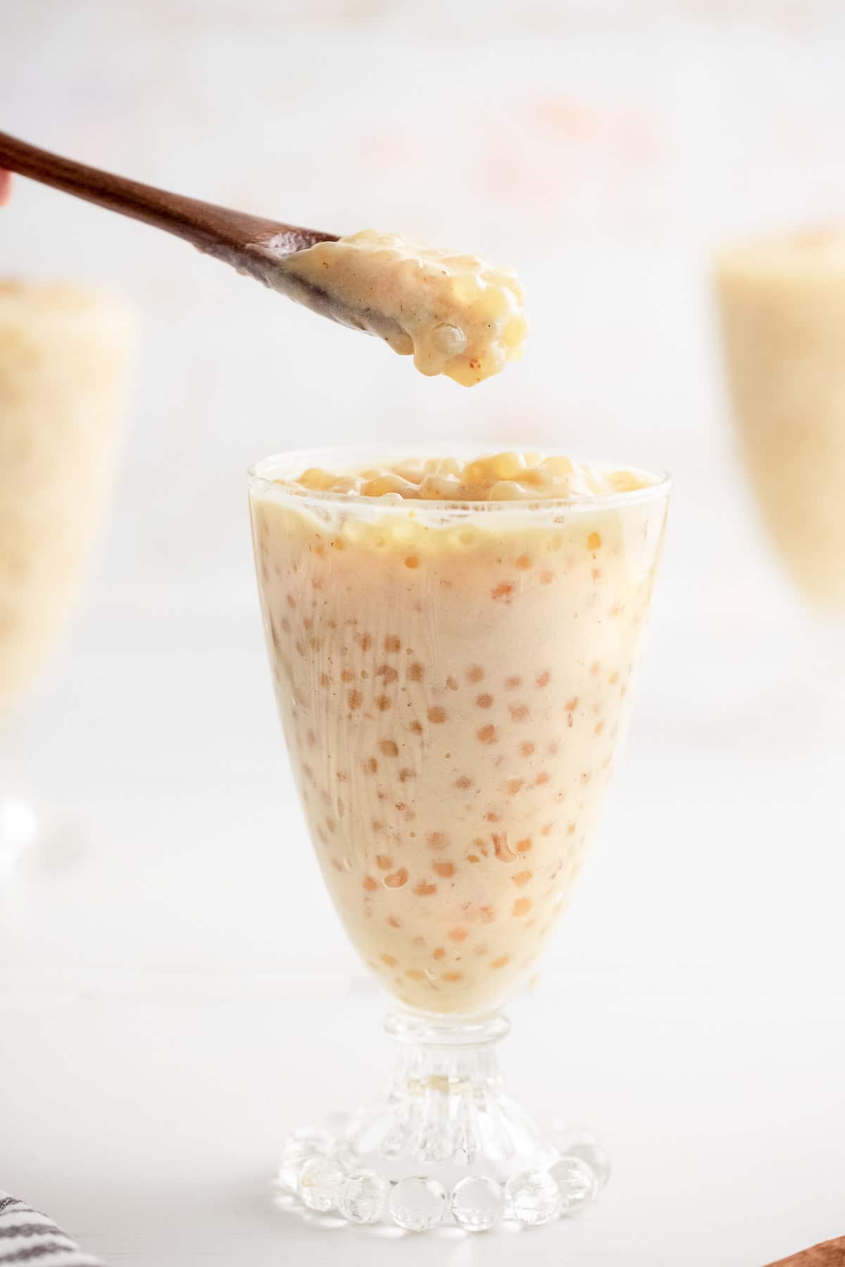 tapioca pudding in dessert glass