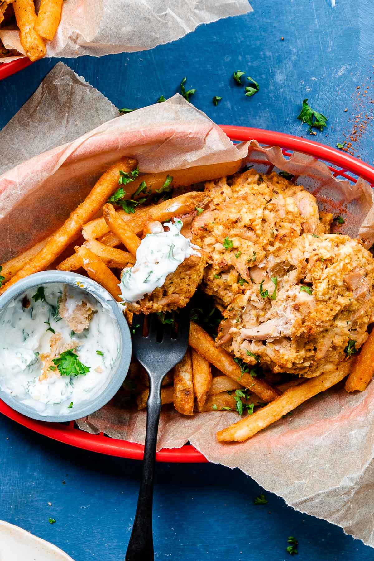 tuna cakes with fork