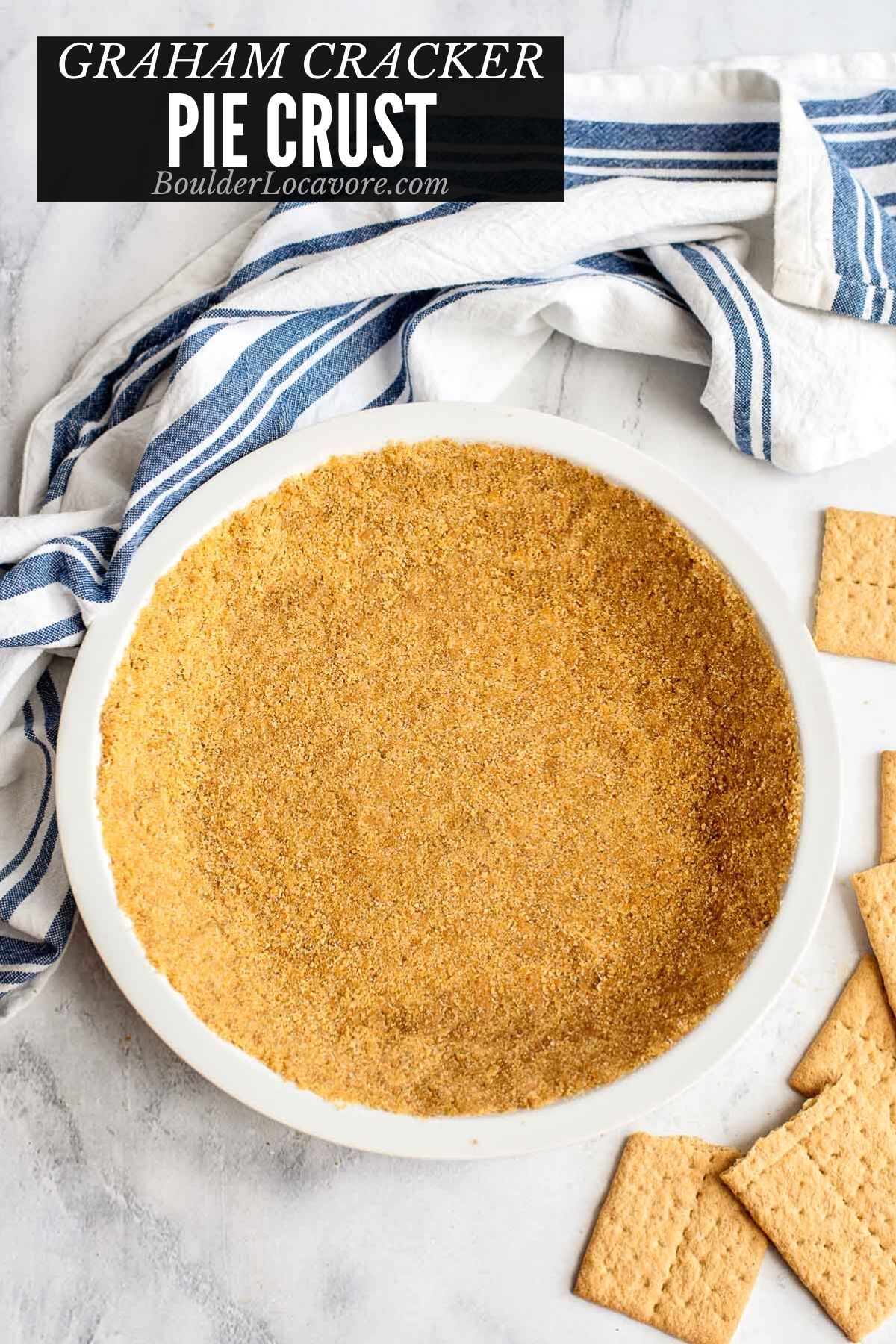 graham cracker pie crust in white pie pan