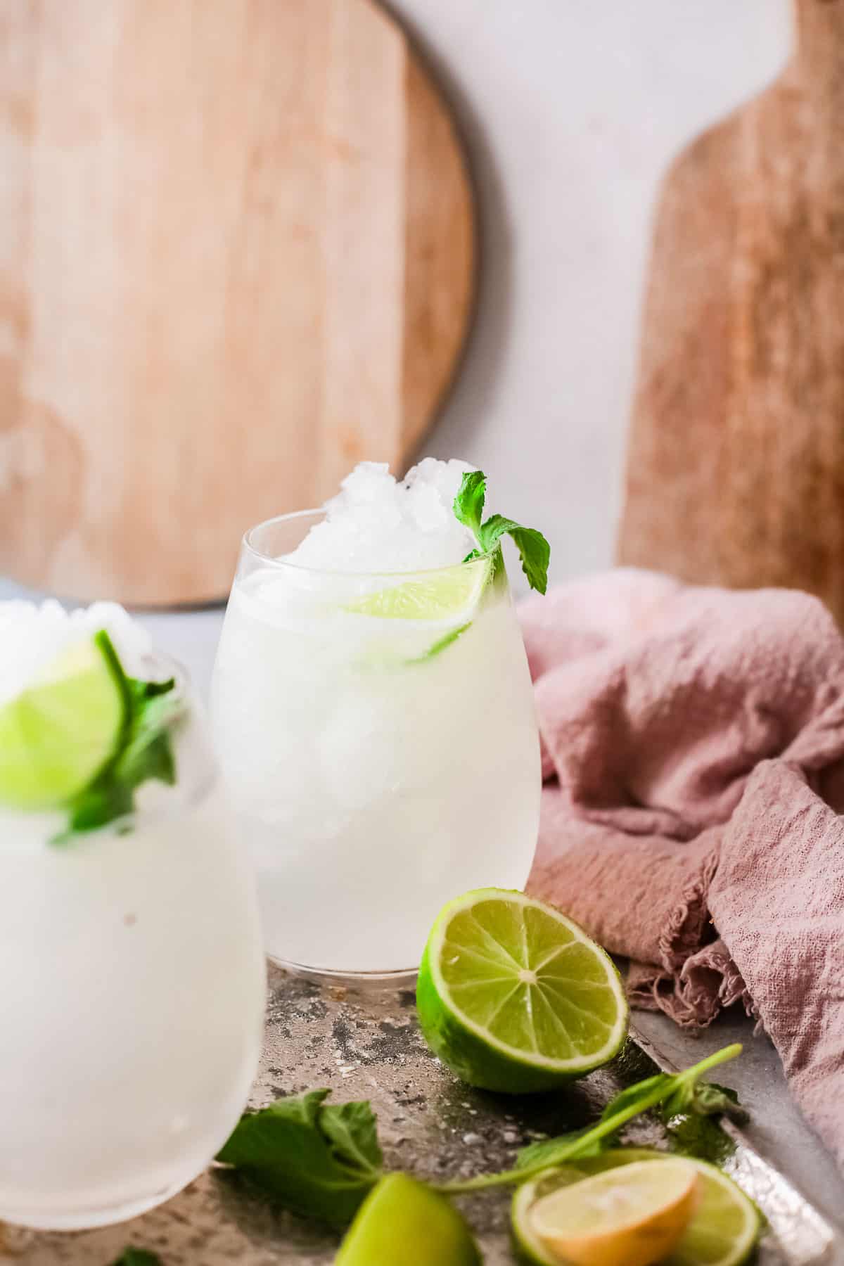 caipirinha in glasses on tray