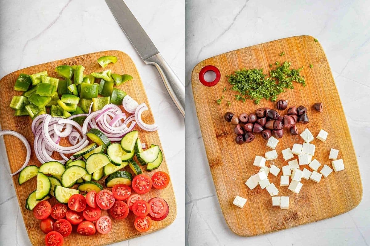 greek salad ingredients prepared