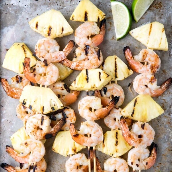 grill with shrimp skewers square
