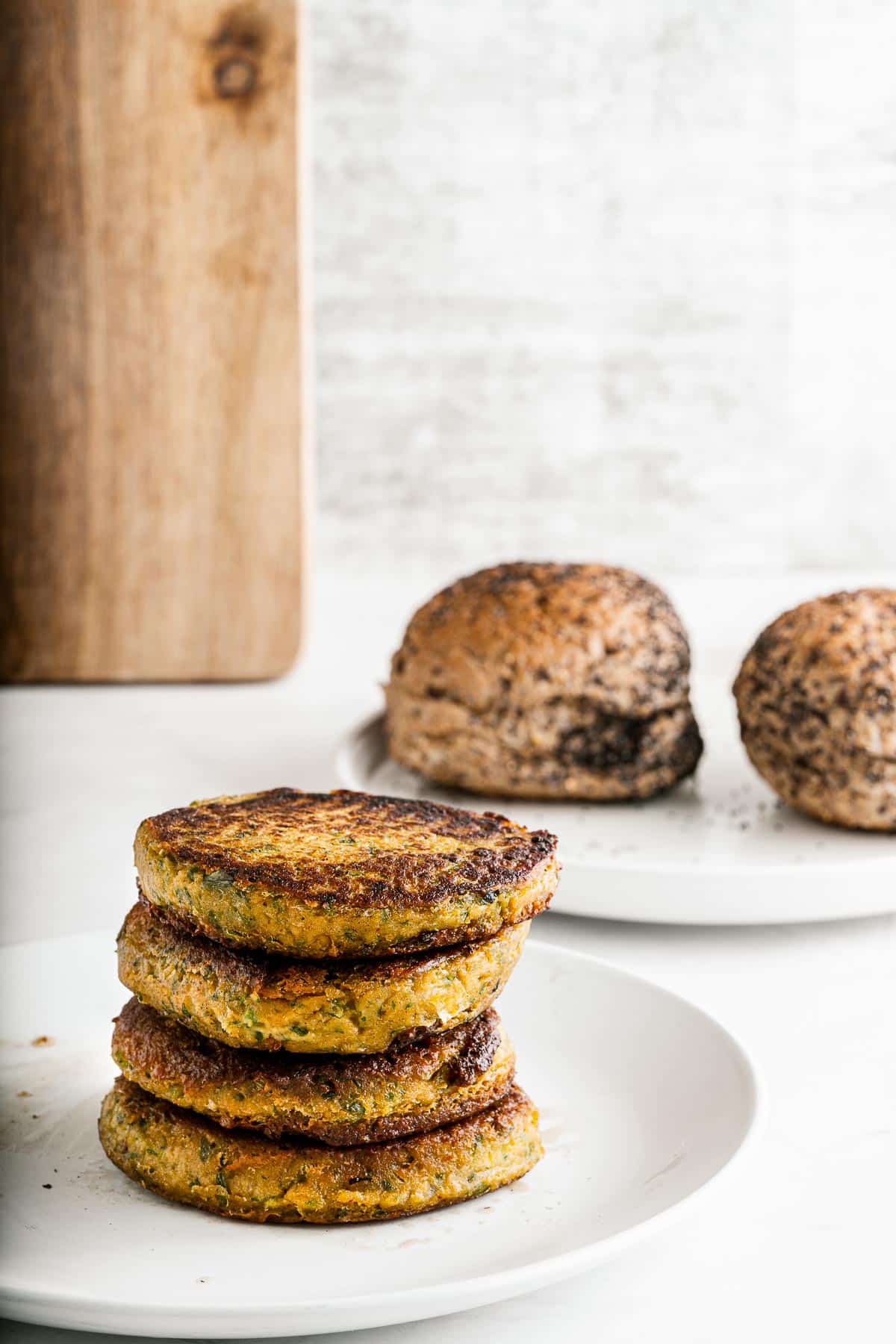 stacked chickpea burgers 