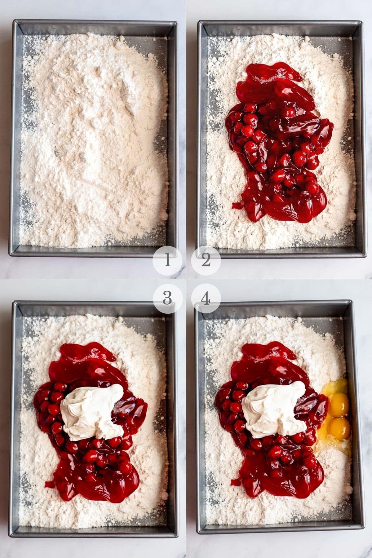 cherry cake recipe steps 1-4