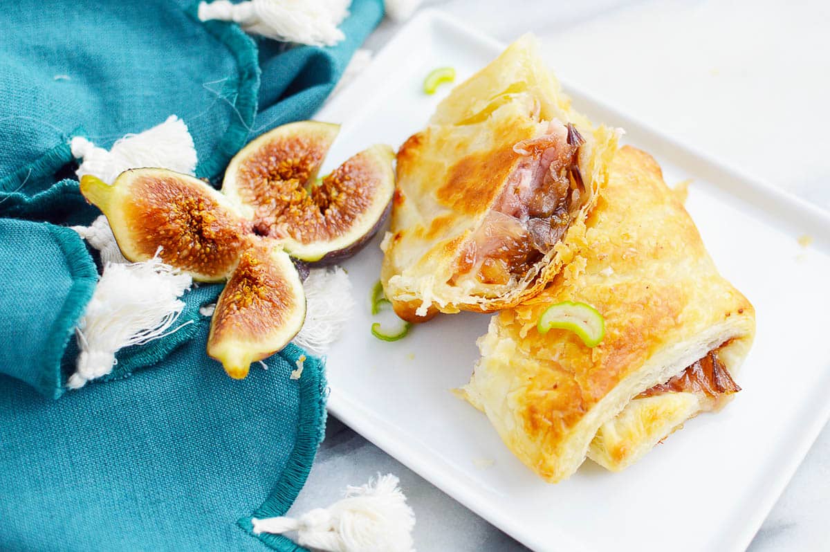 onion and fig puff pastry with figs