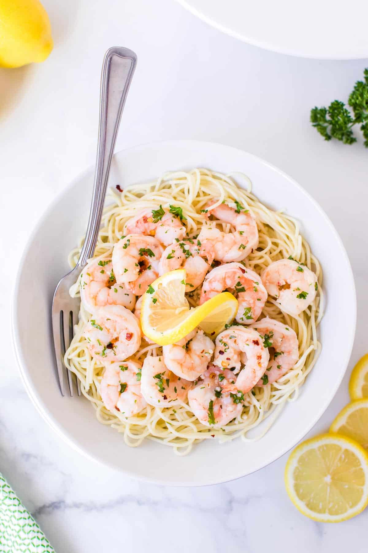 shrimp scampi in bowl