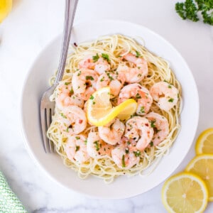 shrimp scampi in bowl sq