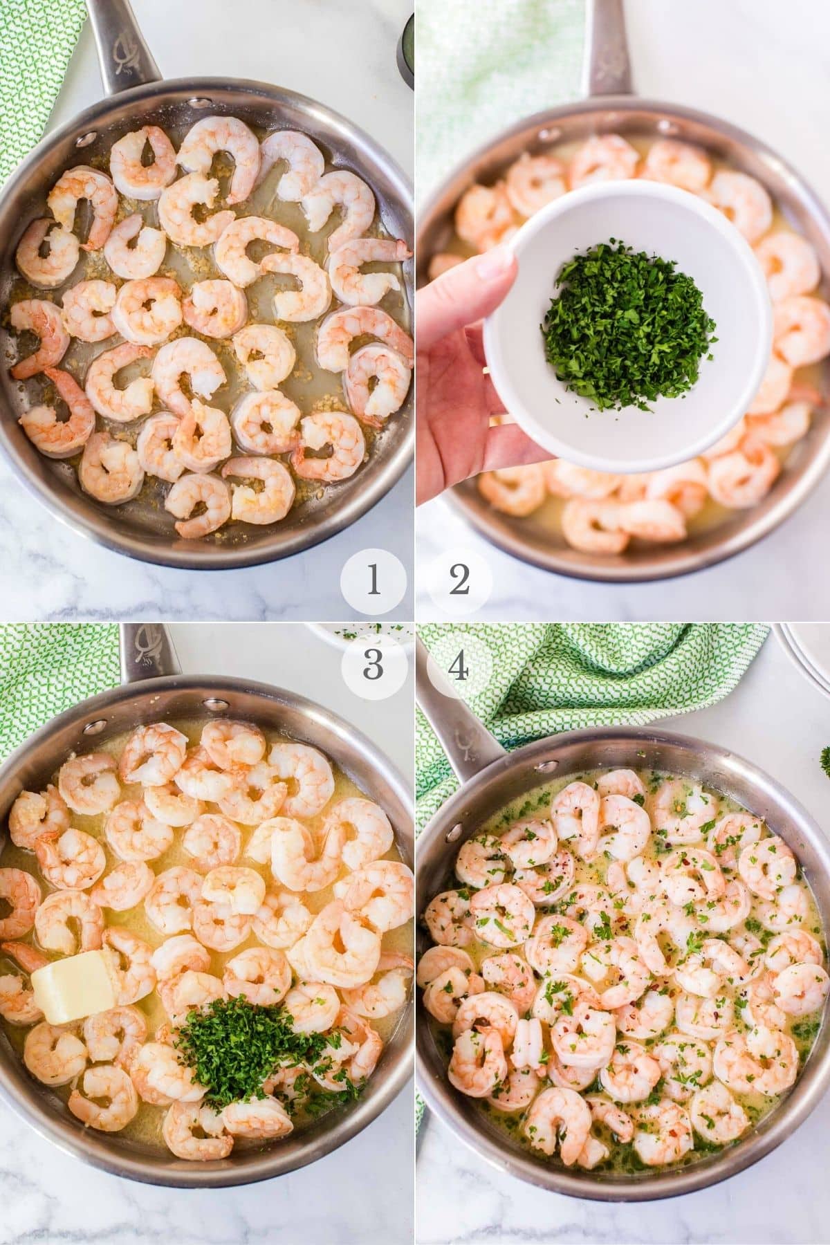 shrimp scampi recipe steps collage