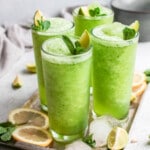 limonana - frozen mint lemonade in tall glasses