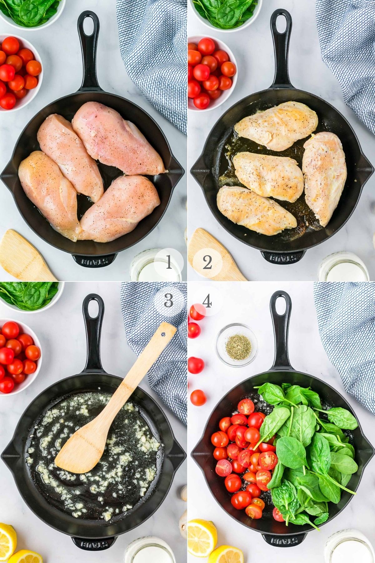 Creamy Tuscan Chicken recipe steps 1-4