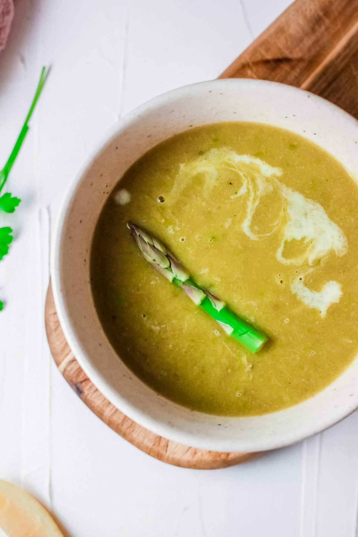 asparagus soup bowl close up