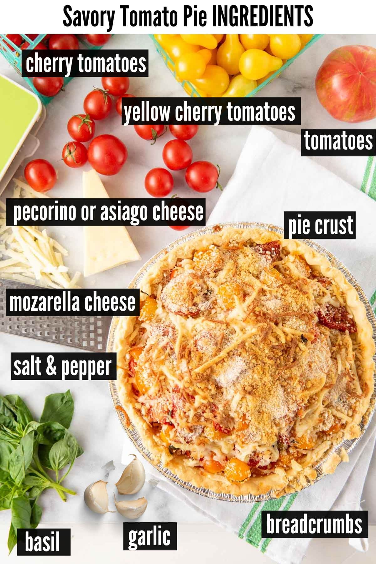 best tomato pie labelled ingredients.