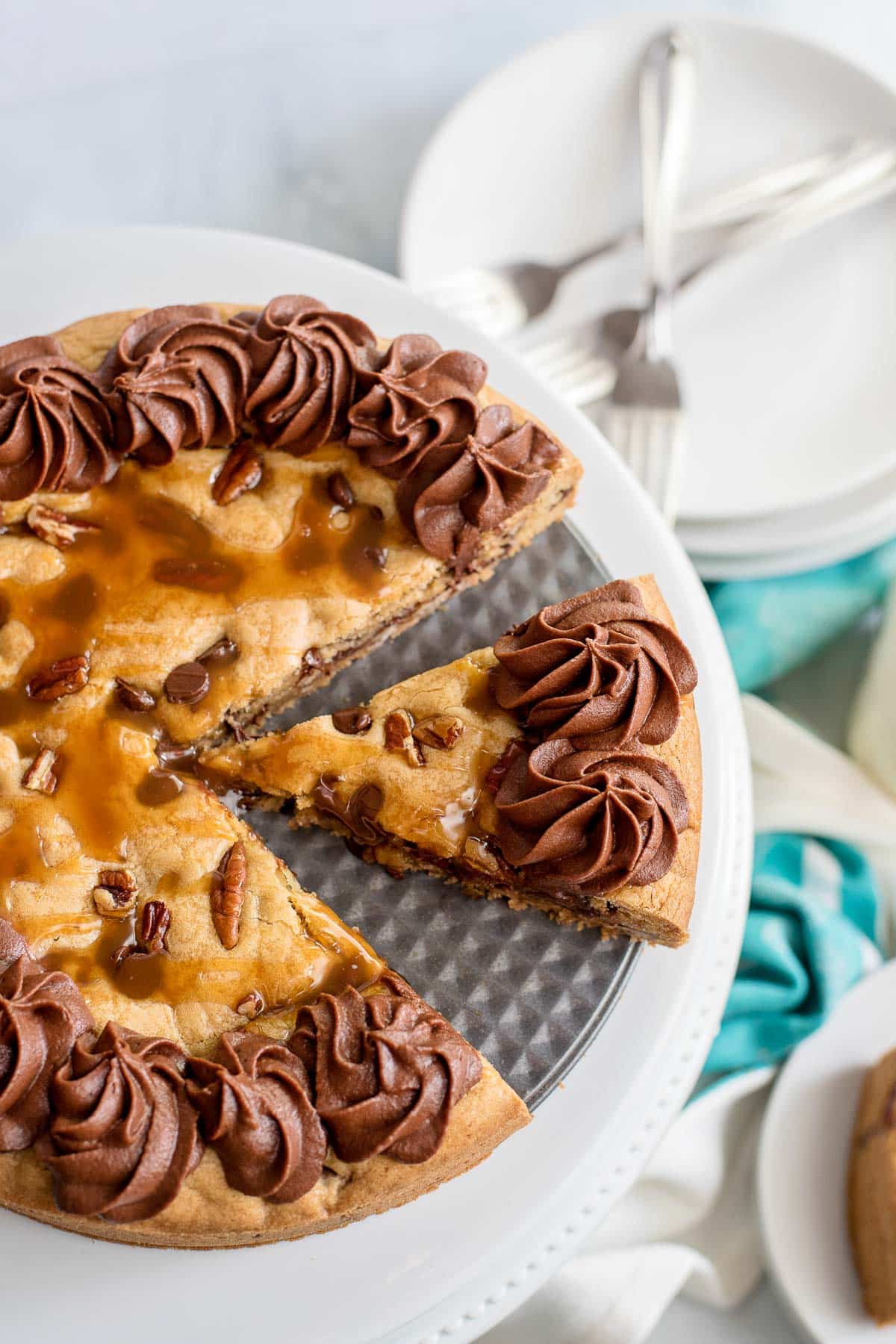 chocolate chip cookie cake slice