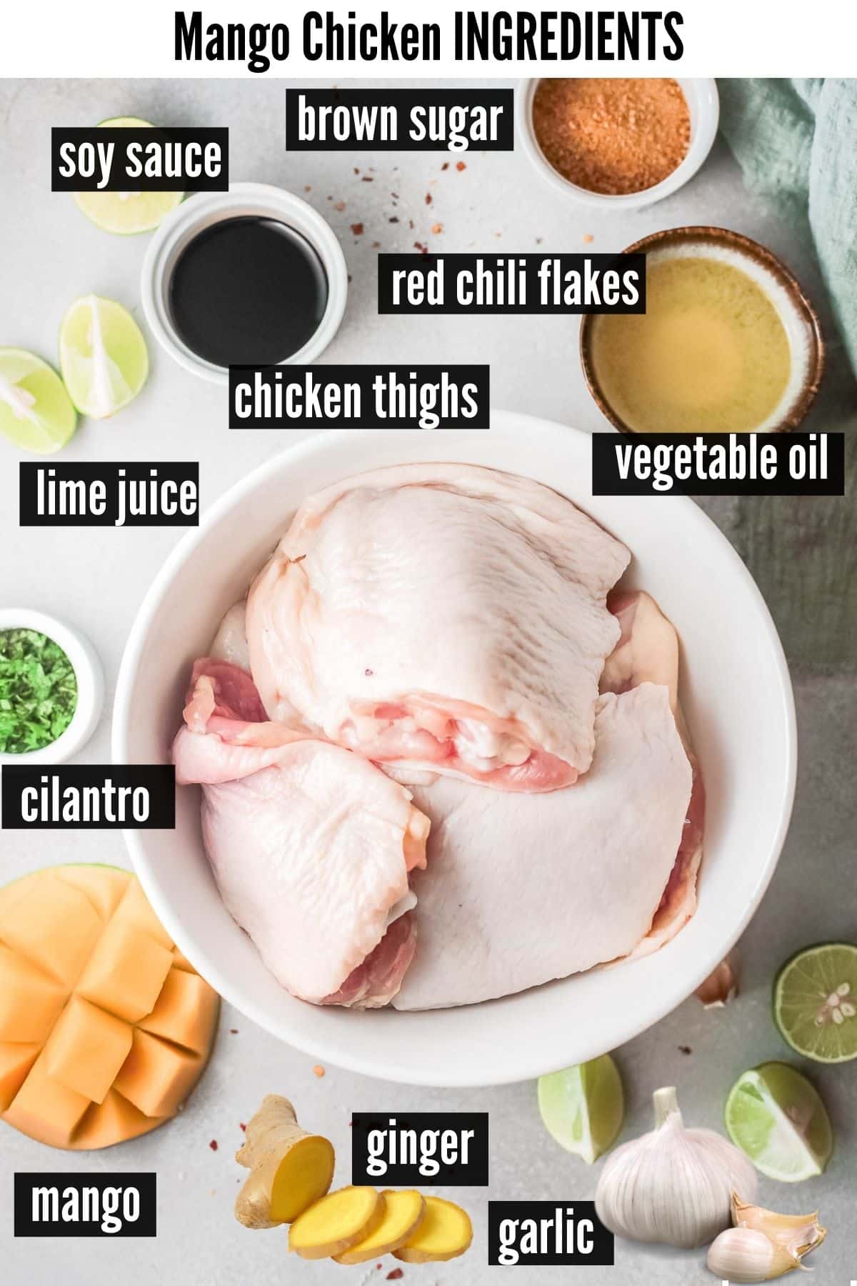 mango chicken ingredients labelled