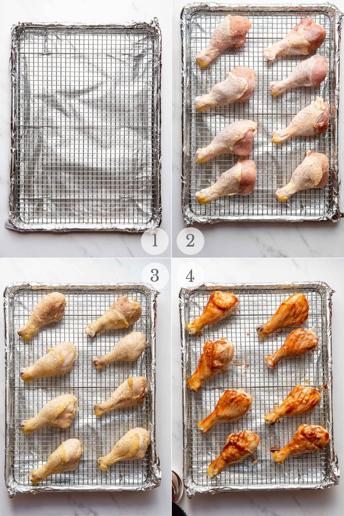 oven bbq chicken recipes steps collage 1-4