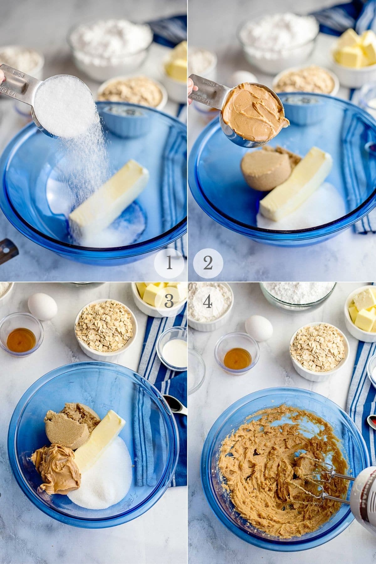 peanut butter oatmeal cookies recipe steps 1-4