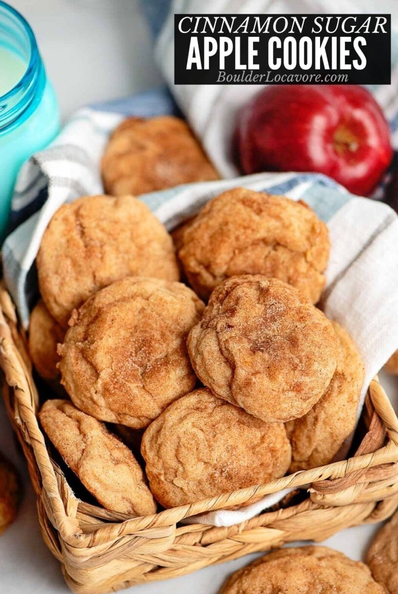 Apple Cookies in basket with title