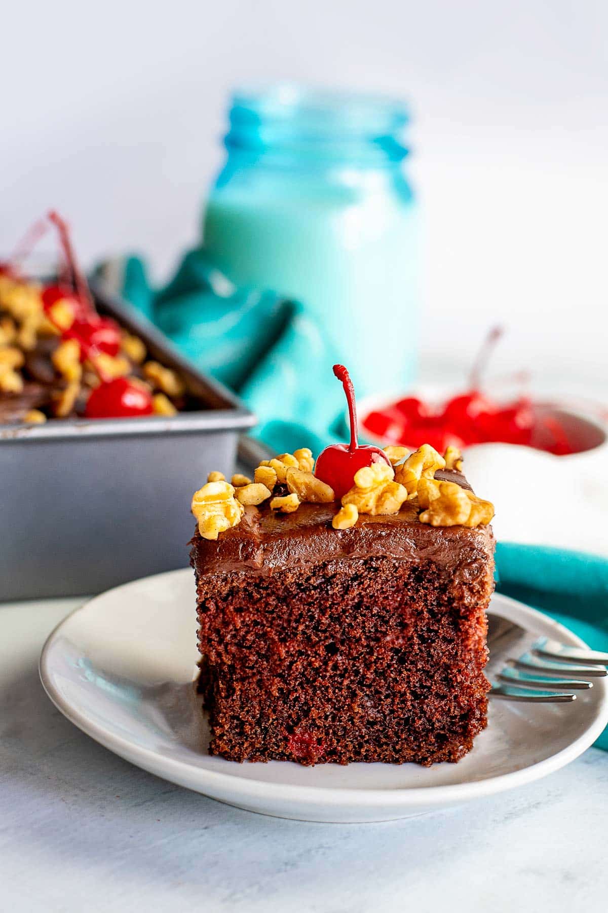 chocolate cherry cake piece 