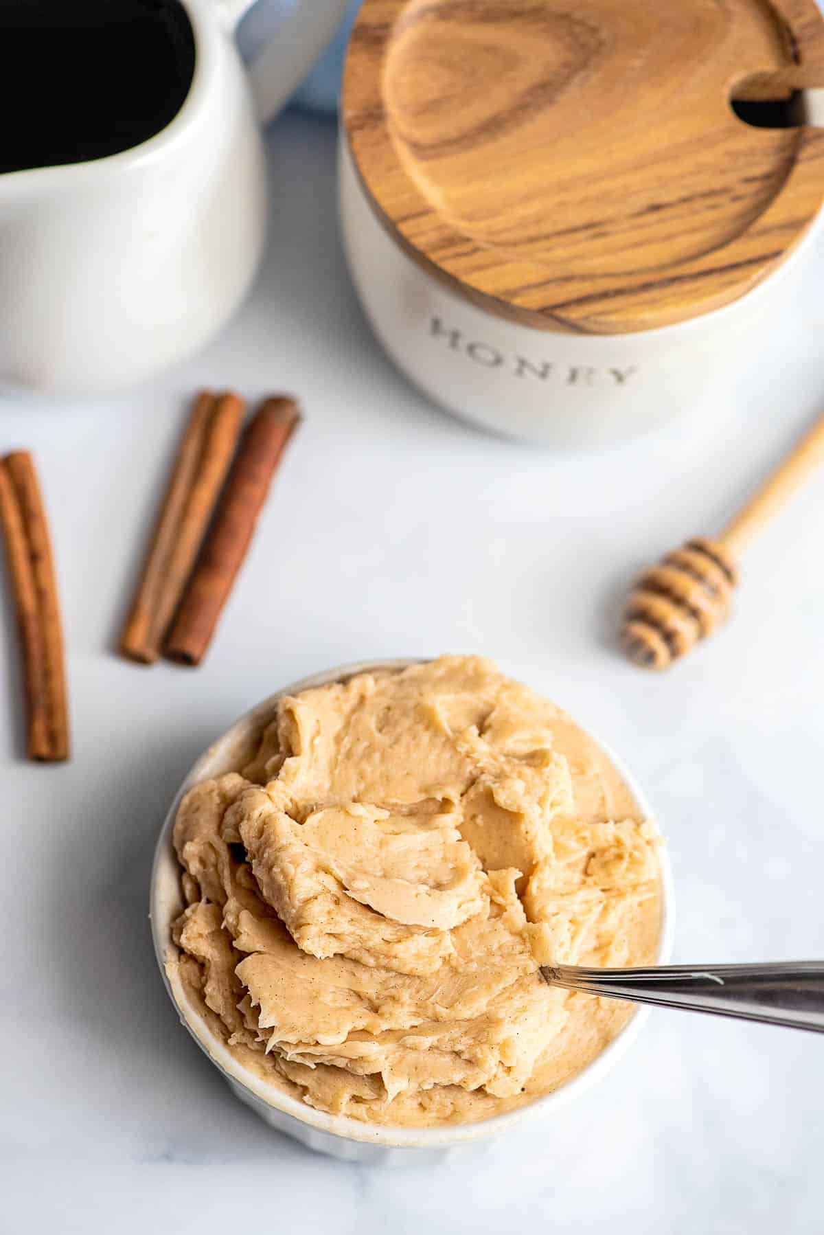 cinnamon honey butter in a bowl