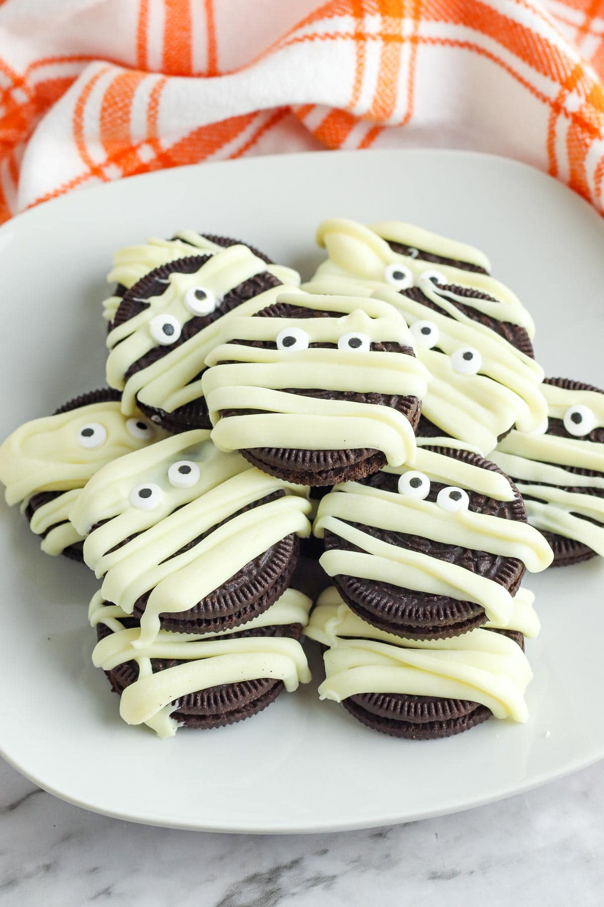 mummy cookies on a plate