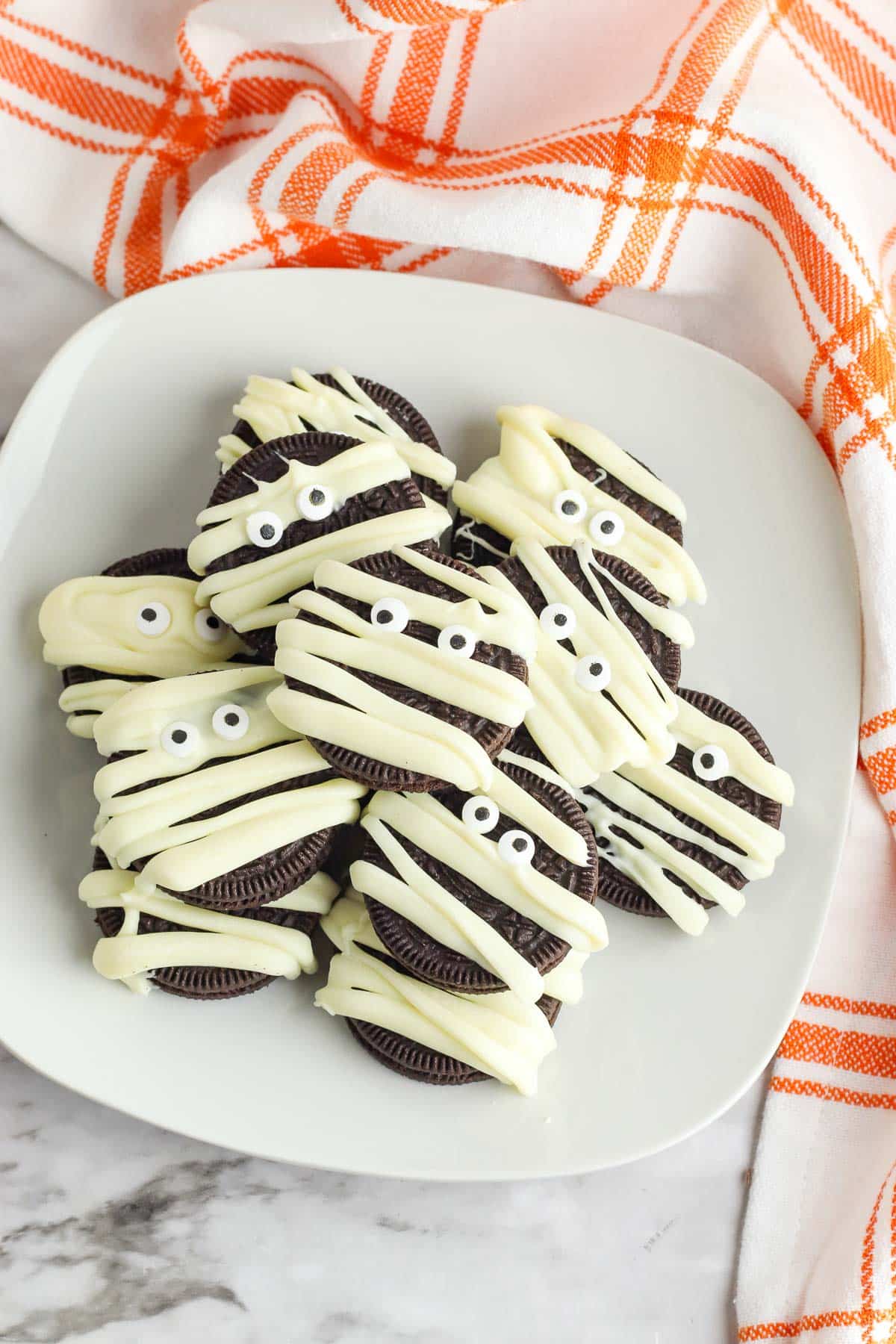 mummy cookies on plate 