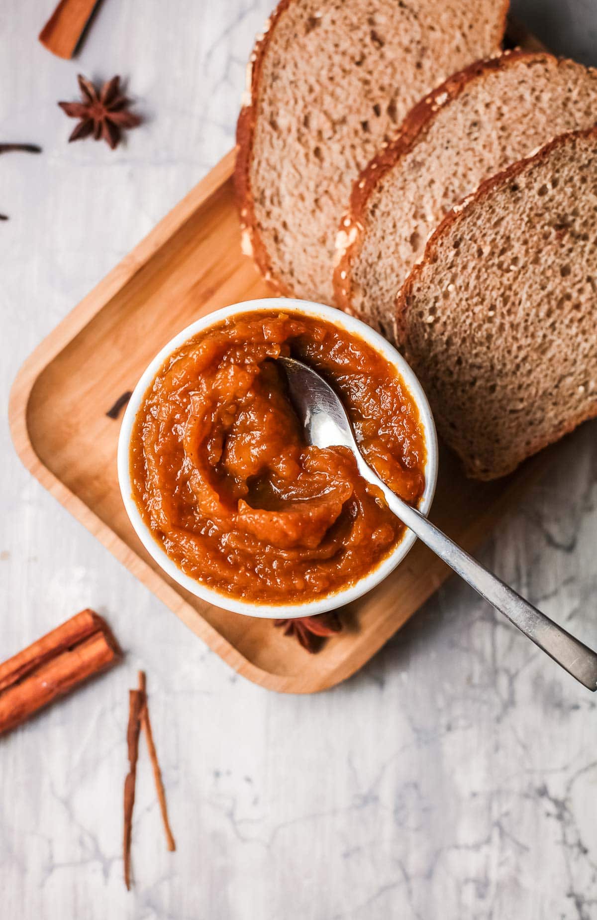 pumpkin butter with spoon