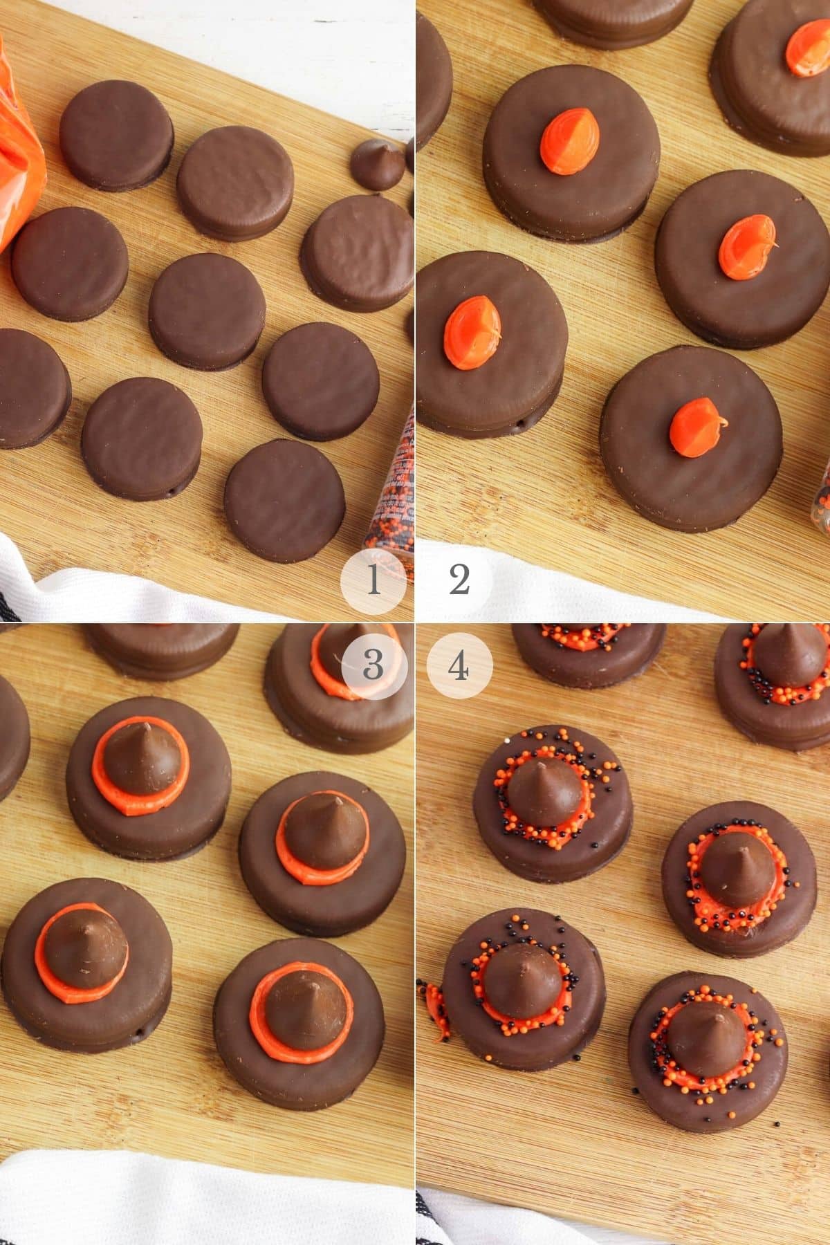 witch hat Halloween cookies recipe steps 1-4