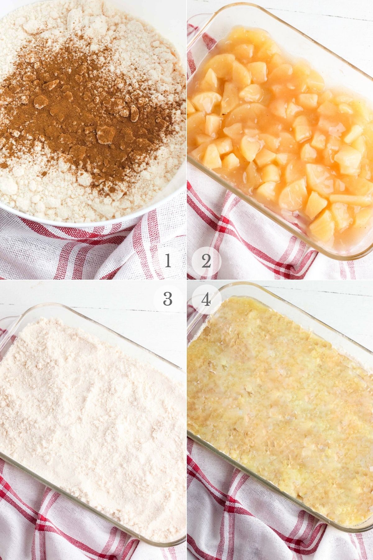 apple dump cake recipe steps 1-4