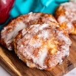 apple fritters on cutting board
