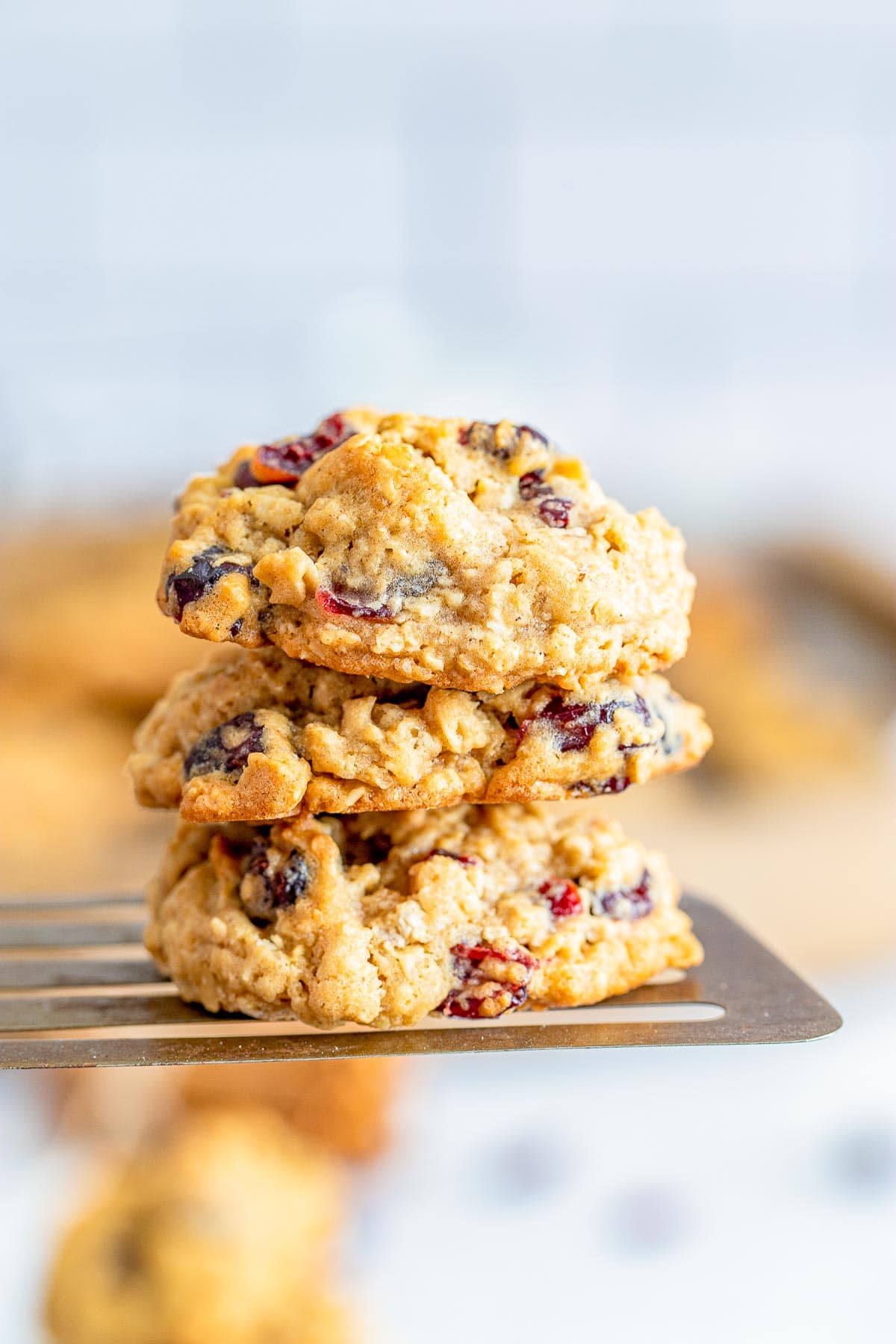 cranberry oatmeal cookie stack