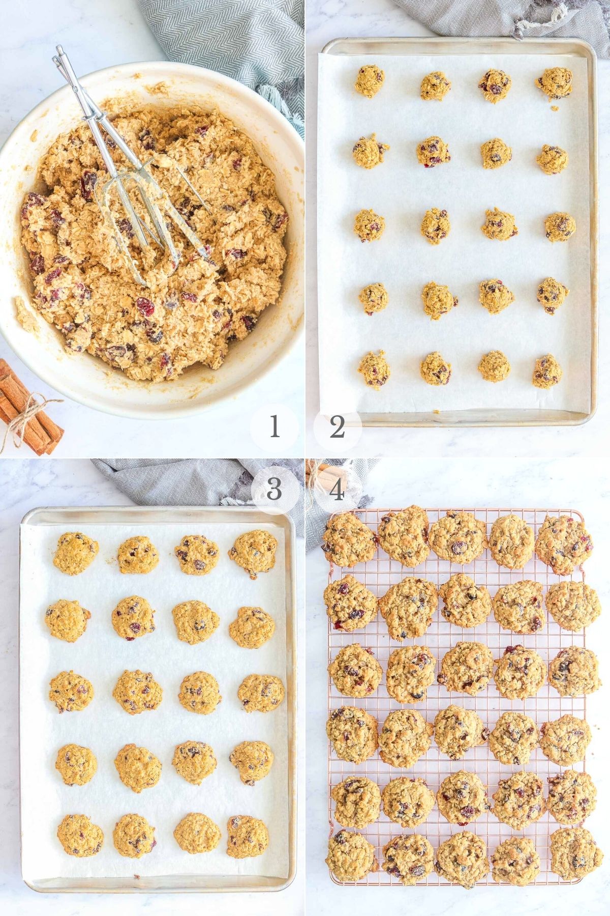 cranberry oatmeal cookies recipe steps 1-4