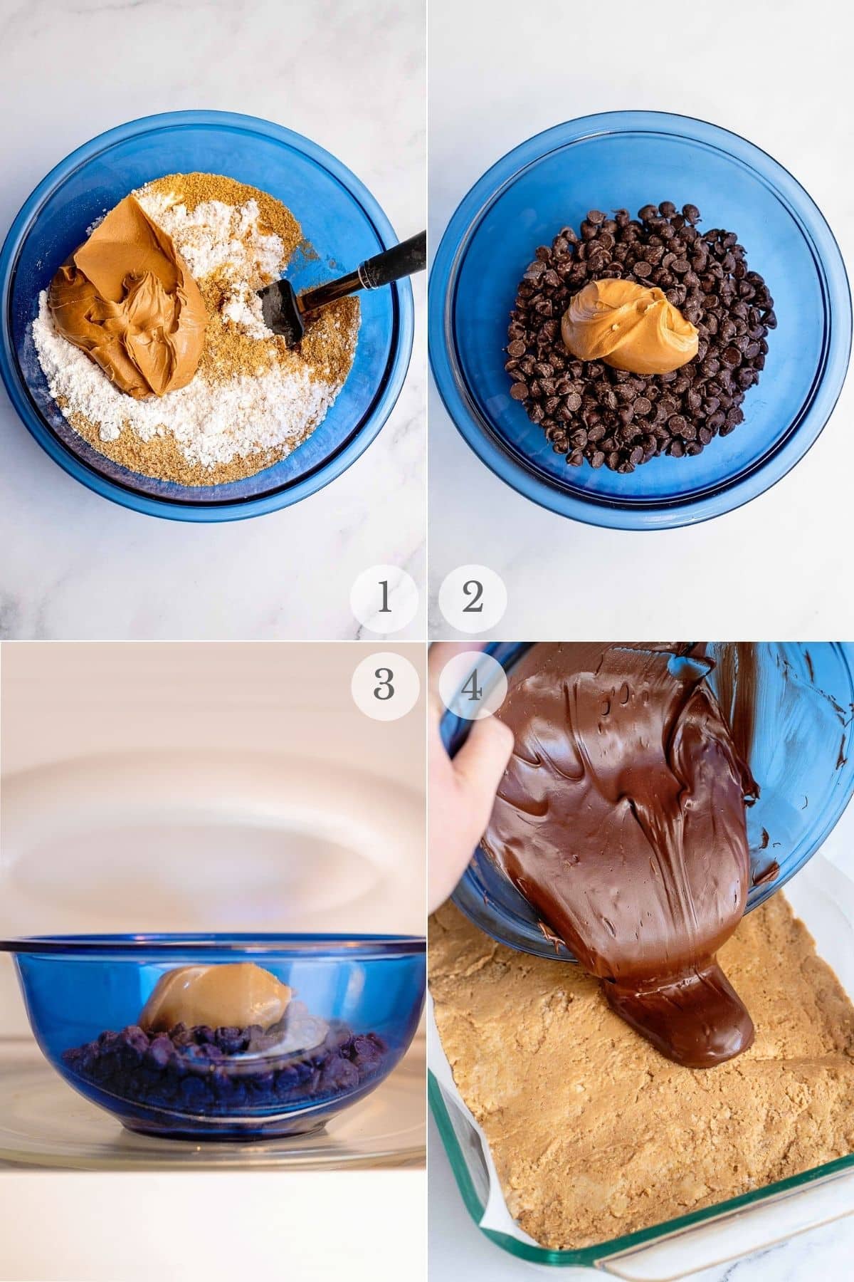 peanut butter bars recipe steps 1-4