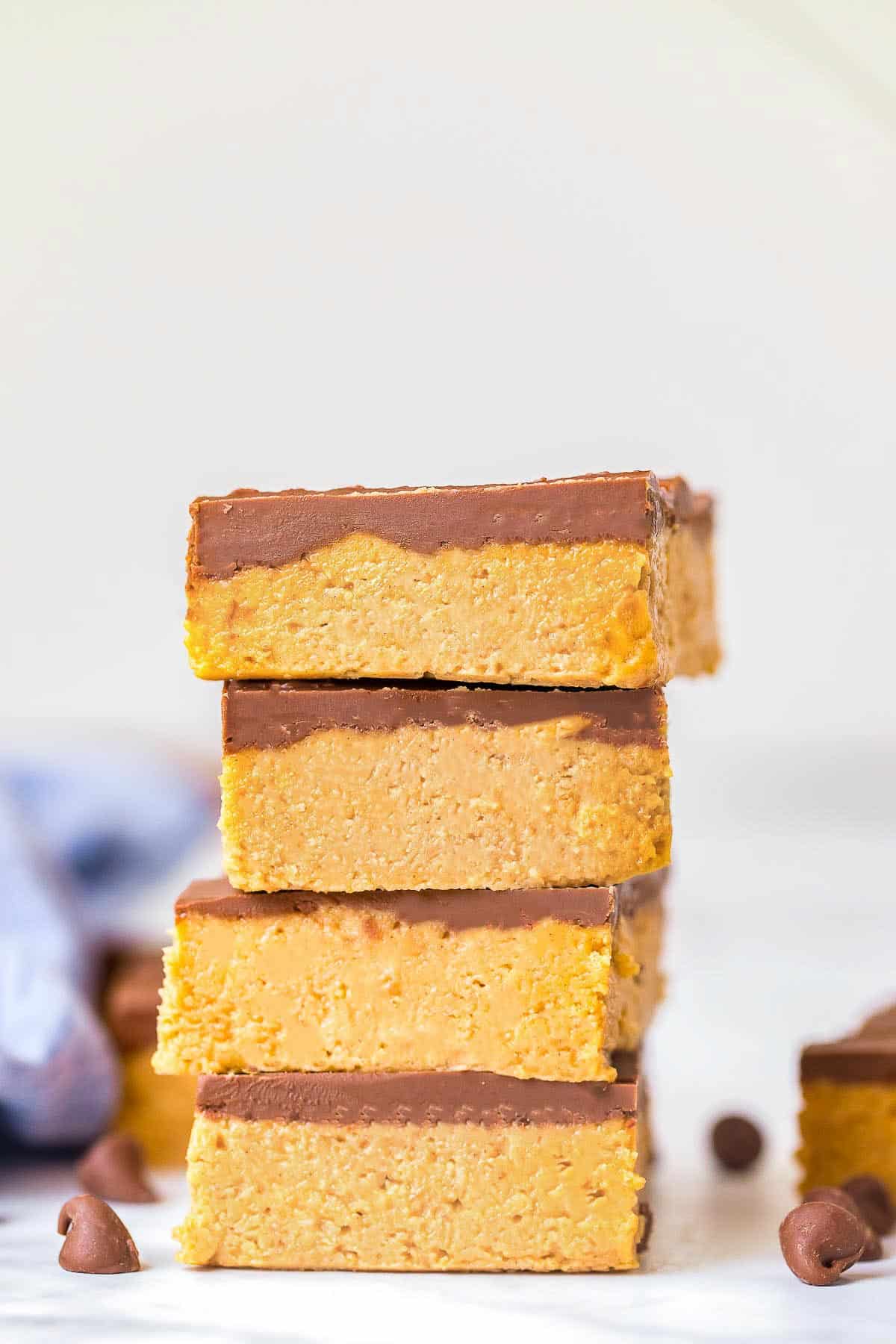 peanut butter bars stacked