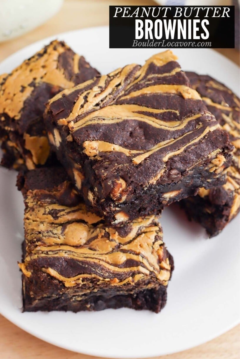 peanut butter brownies with title overlay