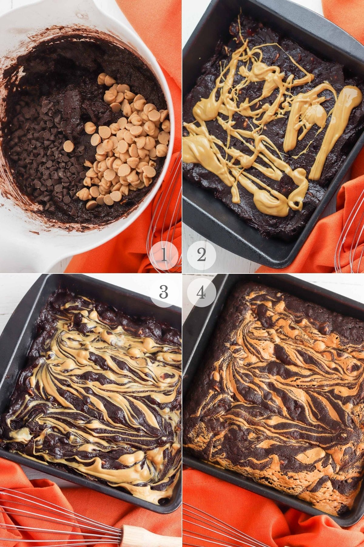 peanut butter brownies recipe steps 1-4
