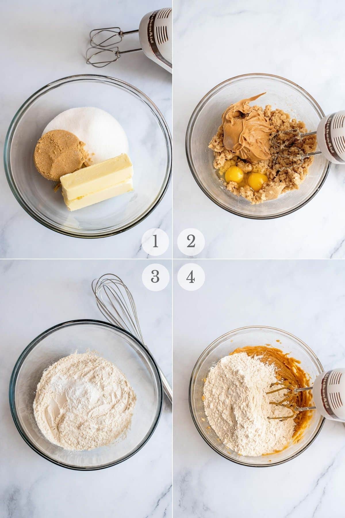 peanut butter cookies recipe steps 1-4