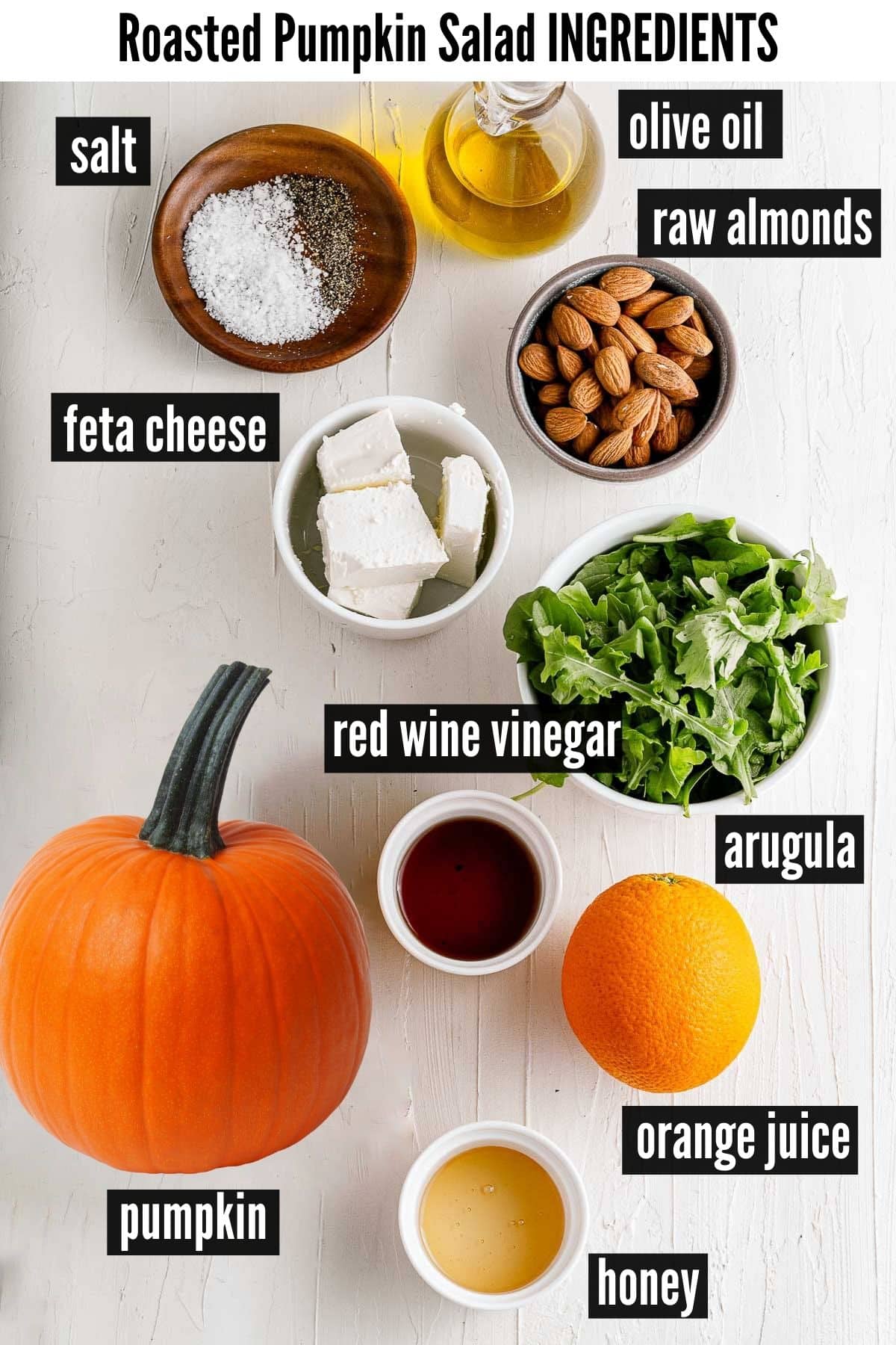roasted pumpkin salad labelled ingredients