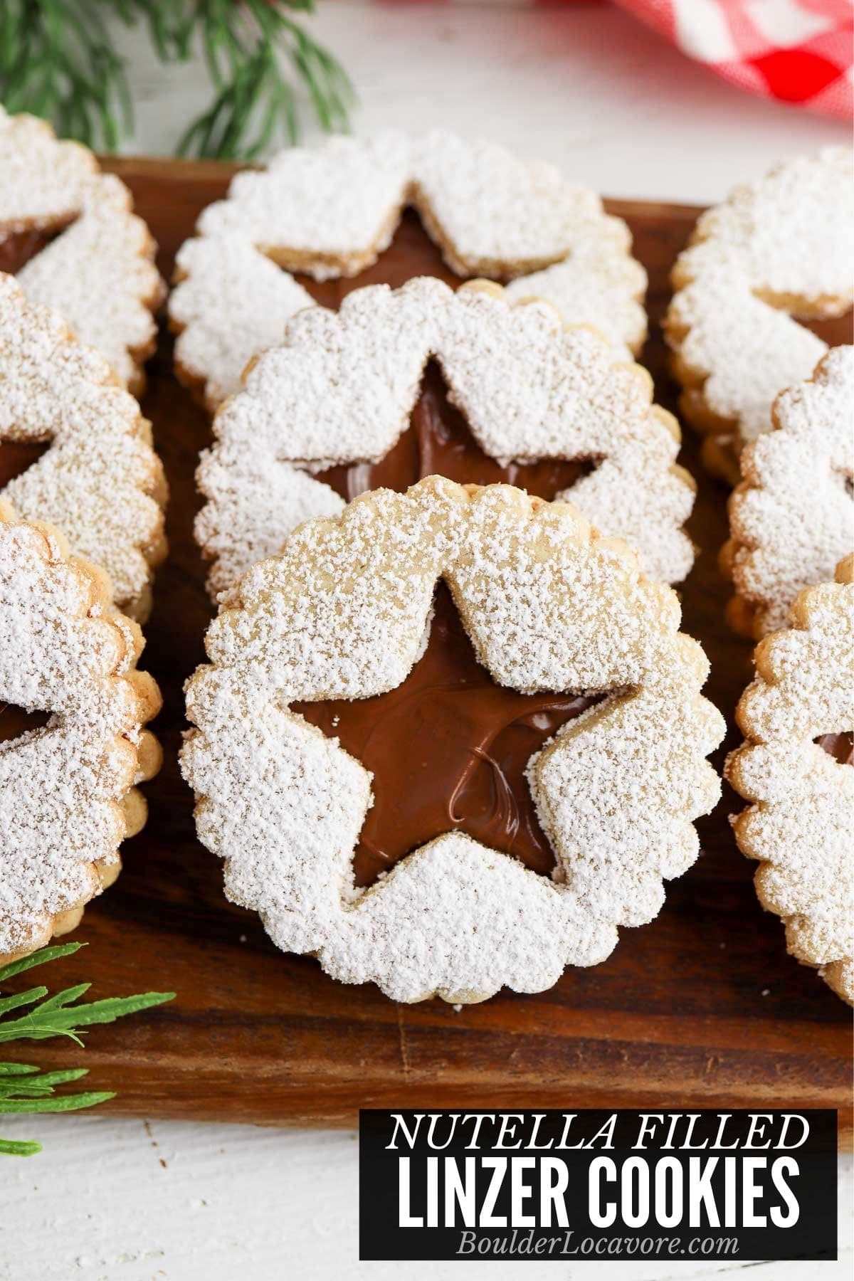 Linzer Cookies with title overlay
